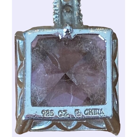 Square CZ Pendant 925 Silver With Sparkling Accents - Picture 5 of 9
